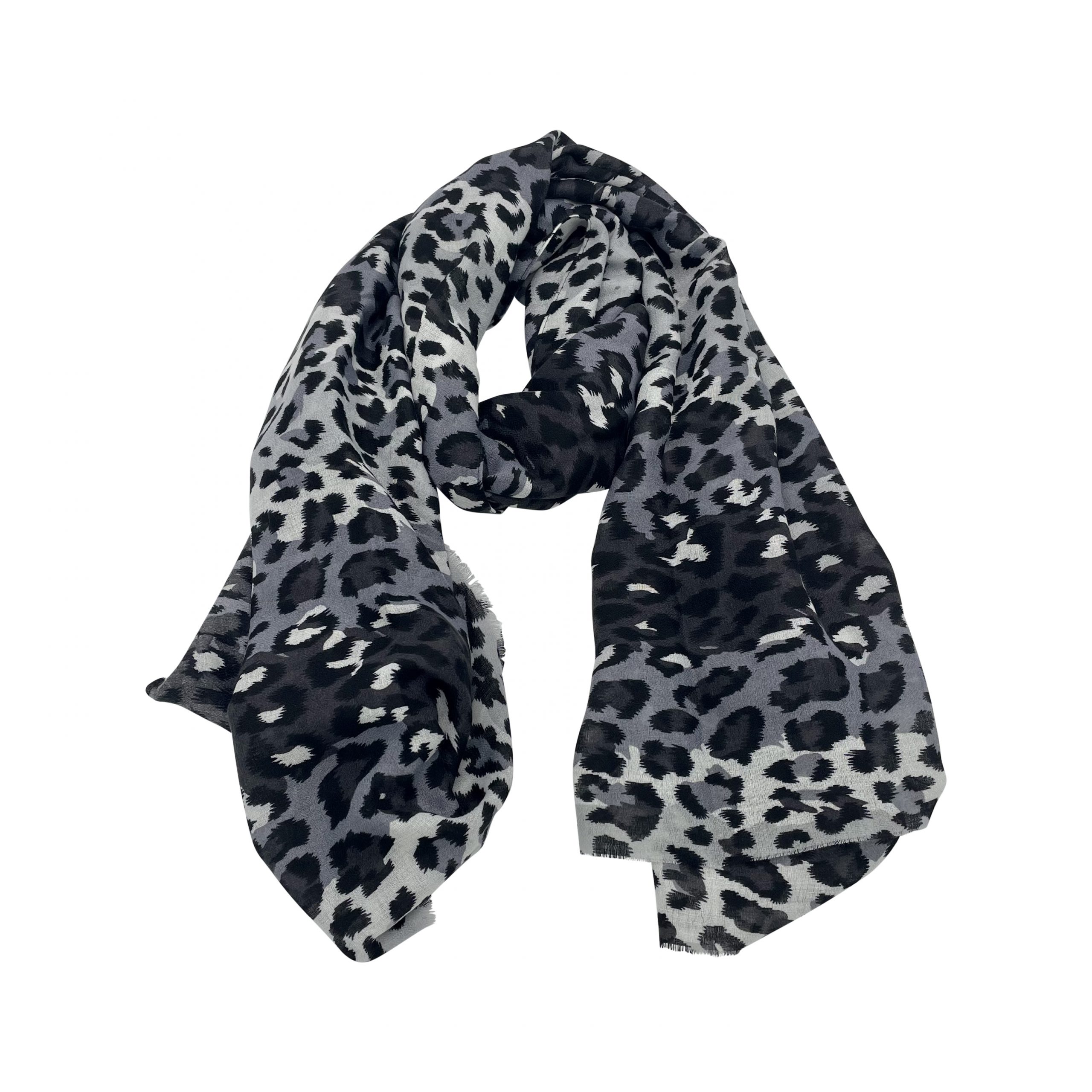 Grey & White Leopard Print Scarf • Kindred Boutique